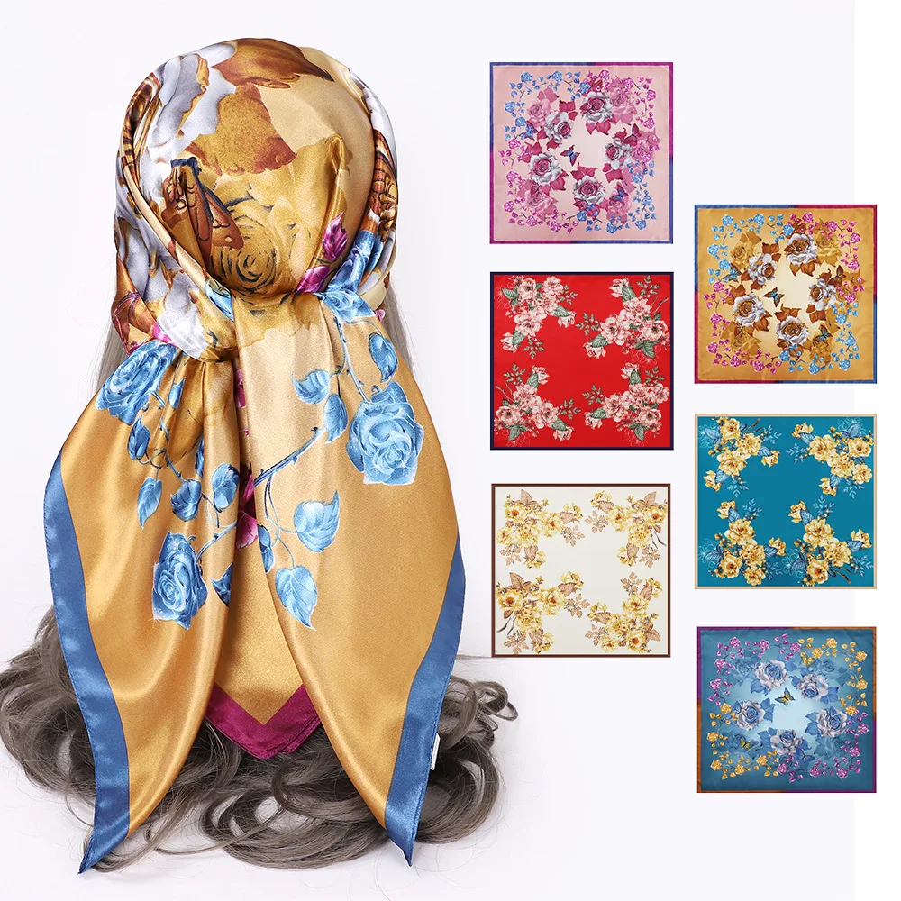 Floral Print Shawls Silk Satin Neck Scarf Large Bandana Head Hijab Scarves Women Fashion Hair Scarfs Female 90CM Square Headband
Floral Print Shawls Silk Satin Neck Scarf Large Bandana Head Hijab Scarves Women Fashion Hair Scarfs Female 90CM Square Headband