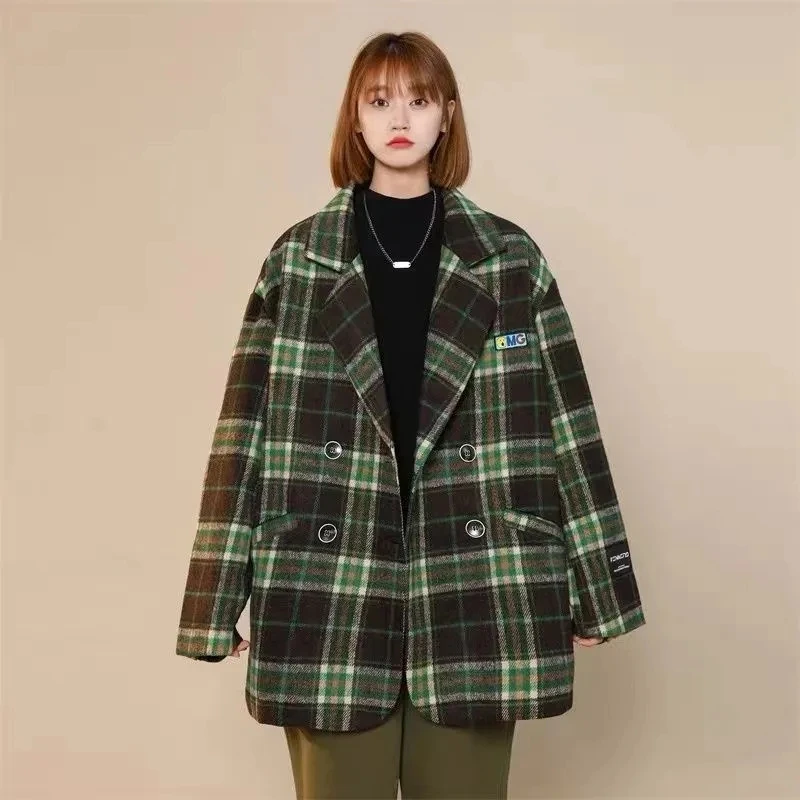 Fashion Blazer Coat for Womens Long Sleeve Streetwear Vintage Jacket Plaid Lapel Double Breasted 2024 New Spring Summer Coats
Fashion Blazer Coat for Womens Long Sleeve Streetwear Vintage Jacket Plaid Lapel Double Breasted 2024 New Spring Summer Coats
