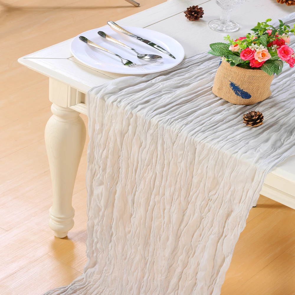 

Semi-Sheer Gauze Table Runner Sage Cheesecloth Table Setting Dining Vintage Wedding Party Christmas Banquets Arches Cake Decor