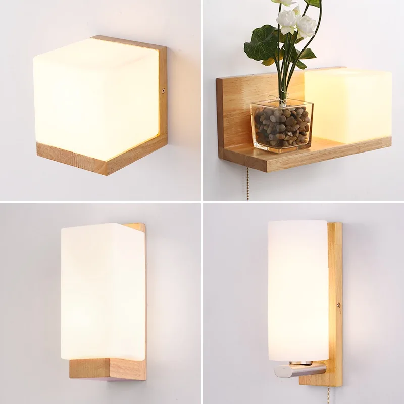 Wall Lamp Nordic E27 LED Modern Wood Glass Sconces Lights Indoor Lighting Home Decor Bedroom Living Room Kitchen Decoration
Wall Lamp Nordic E27 LED Modern Wood Glass Sconces Lights Indoor Lighting Home Decor Bedroom Living Room Kitchen Decoration