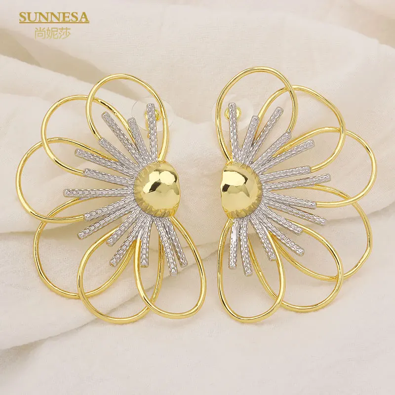 

SUNNESA Luxury Silver Gold Color Big Butterfly Earrings Fashion African Clip Earrings for Daily Wear Women Dubai Jewelry