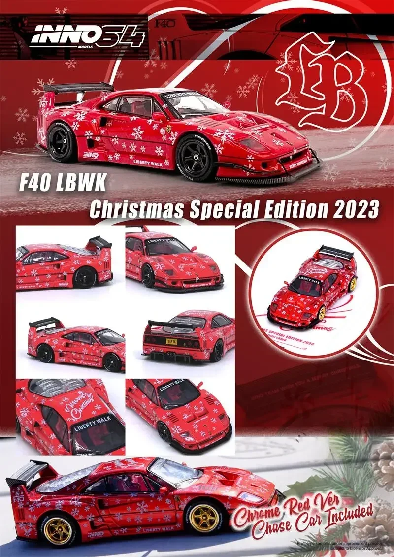 

INNO 1:64 LBWK F40 X‘MAS 2023 Specia Edition Red Diecast Model Car (Est Release 15,Dec2023)