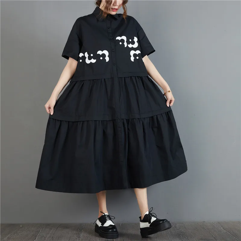 Japan Yamamoto Style Patchwork Print Flower Dark Black Chic Girl's Blouse Summer Dress Loose Women Casual Midi Dress
Japan Yamamoto Style Patchwork Print Flower Dark Black Chic Girl's Blouse Summer Dress Loose Women Casual Midi Dress