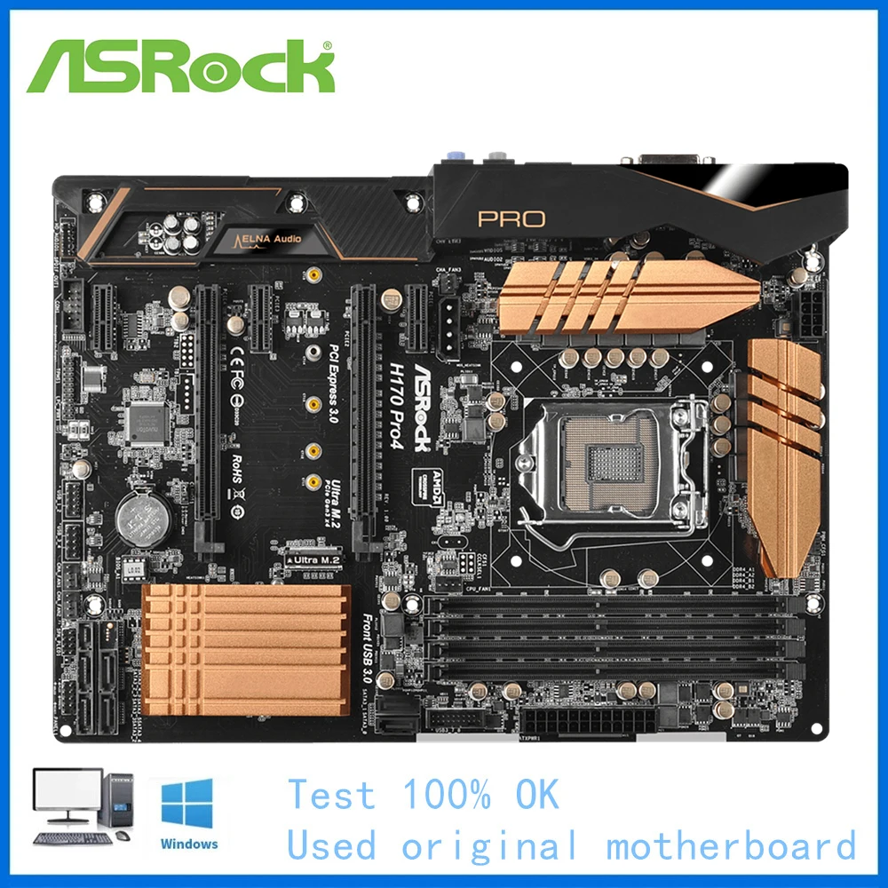 

Used For ASRock H170 PRO4 DDR4 Computer Motherboard LGA 1151 H170 Desktop Mainboard Support i3 i5 i7 6500 6600