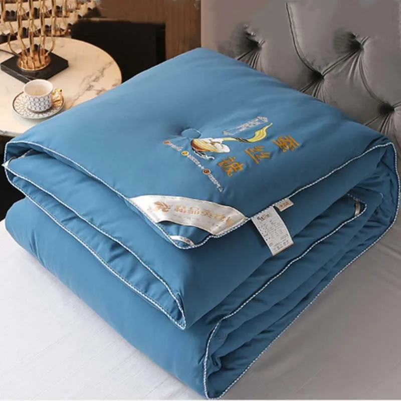 

Solid Solor Silk Duvet Double Bed Comforter Winter Comforters Thin Wadding Blanket Pure Cotton Bedding Quilting Quilt 150
