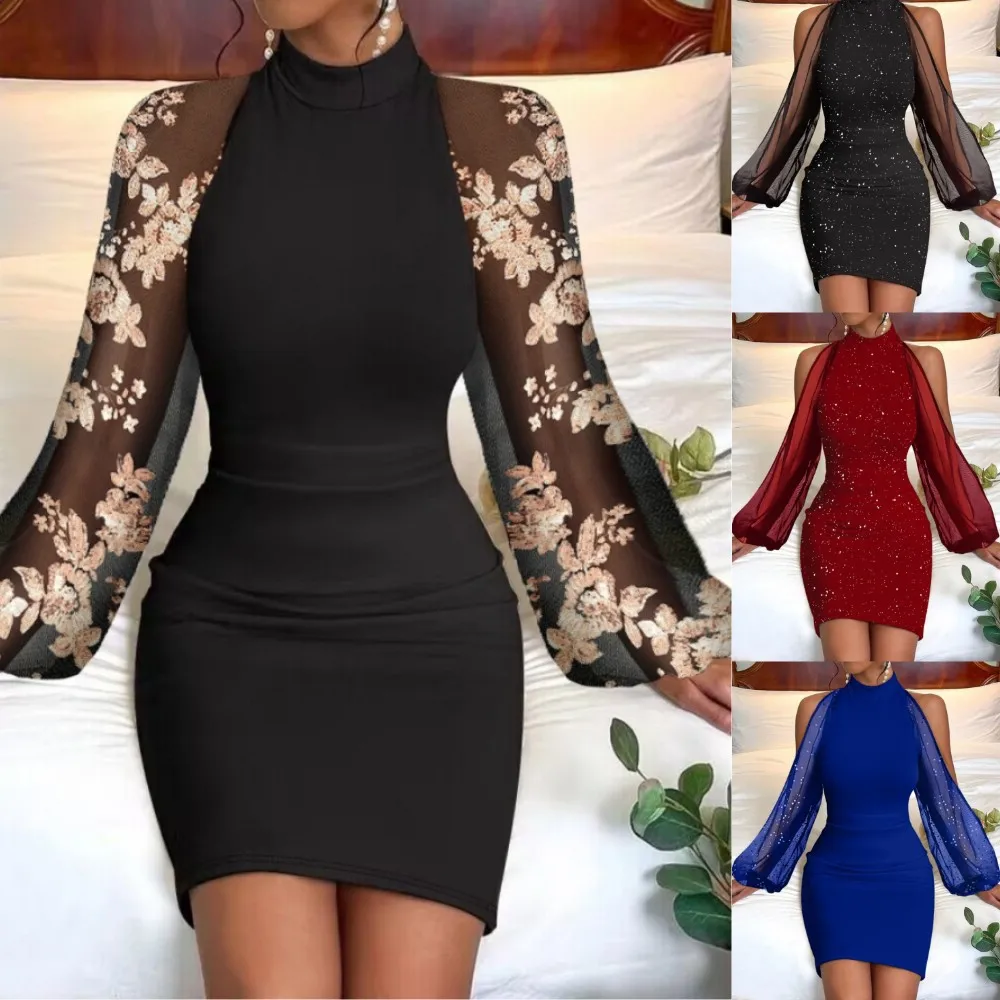Elegant Lace Lantern Sleeve Women Dresses Fashion Casual Party Wrap Hip Gown Female Stand-up Collar Stretch Slim Fit Short Dress
Elegant Lace Lantern Sleeve Women Dresses Fashion Casual Party Wrap Hip Gown Female Stand-up Collar Stretch Slim Fit Short Dress