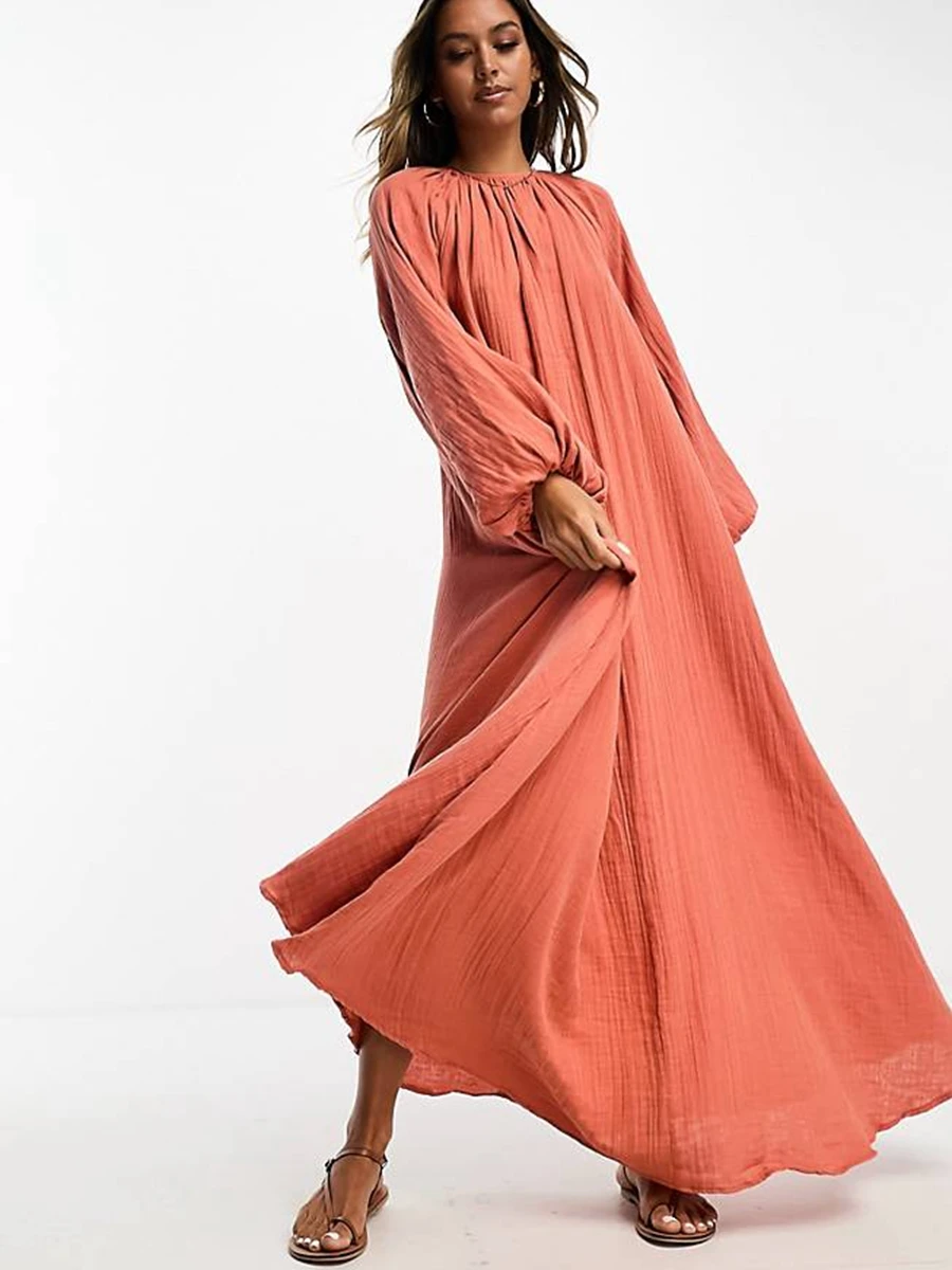 Women Long Dress Solid Color Long Sleeve Big Swing Boho Sundress Fashion Spring Fall Casual Loose Holiday A-Line Dresses
Women Long Dress Solid Color Long Sleeve Big Swing Boho Sundress Fashion Spring Fall Casual Loose Holiday A-Line Dresses