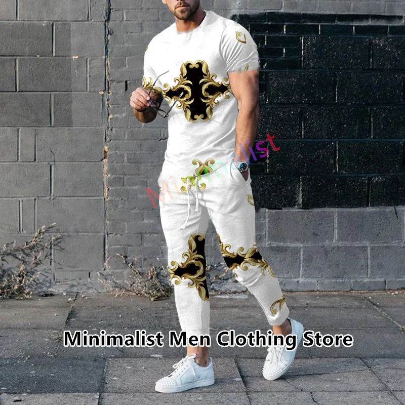 Summer Sportwear Suit Short Sleeve T Shirt+Trousers Men 2 Piece Set Tracksuit 3D Printed Casual Trend Oversized Street Clothes
Summer Sportwear Suit Short Sleeve T Shirt+Trousers Men 2 Piece Set Tracksuit 3D Printed Casual Trend Oversized Street Clothes