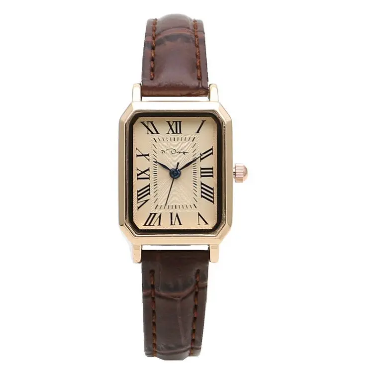 

Luxury Women Watch Simple Roman Numerals Small Dial Quartz Watches Ladies Rectangle Niche Clock Female Vintage Reloj Wristwatch