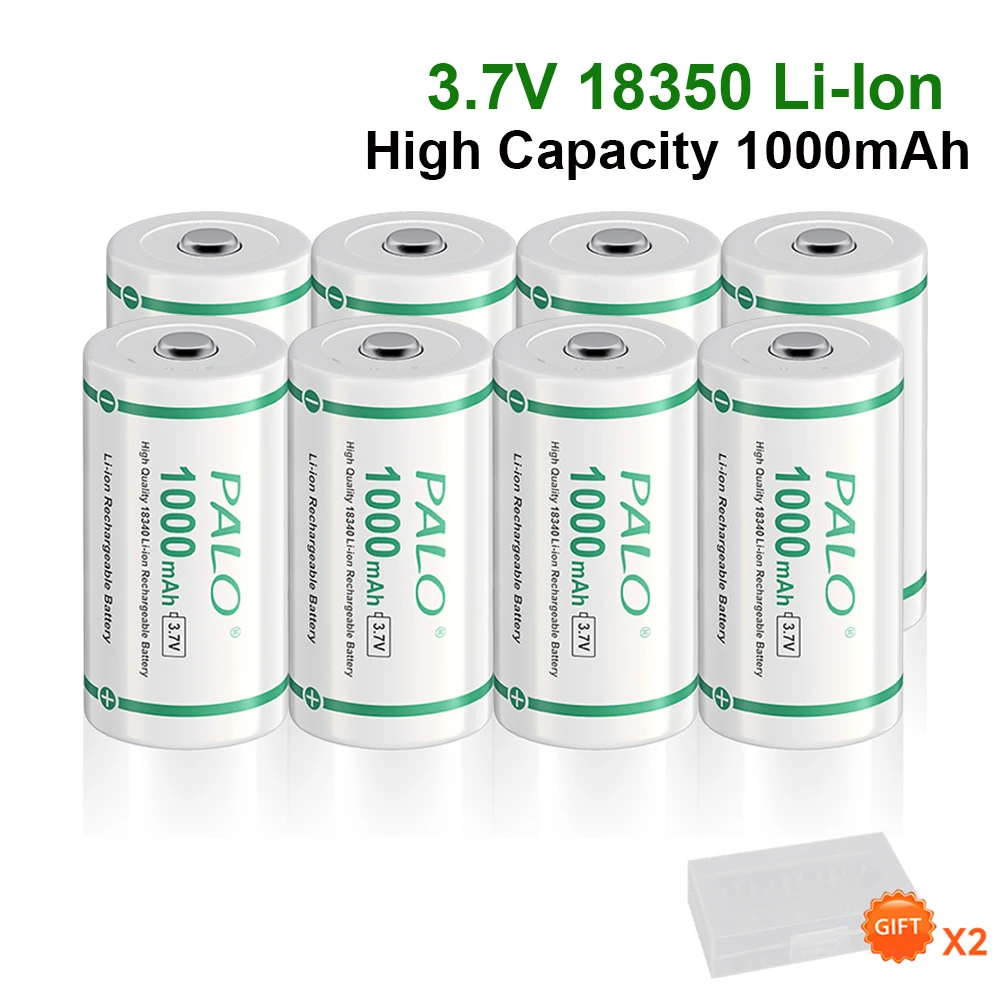 1000mAh 18350 Lithium ion Battery Top button 3.7V 18340 Li-ion Rechargeable Batteries bateria for Flashlights Doorbell Camera
1000mAh 18350 Lithium ion Battery Top button 3.7V 18340 Li-ion Rechargeable Batteries bateria for Flashlights Doorbell Camera