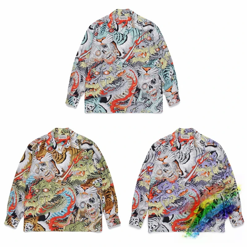New WACKO MARIA Dragon Skull Hawaiian Long Sleeve Shirt Men Women High Quality Summer Style Shirts
New WACKO MARIA Dragon Skull Hawaiian Long Sleeve Shirt Men Women High Quality Summer Style Shirts