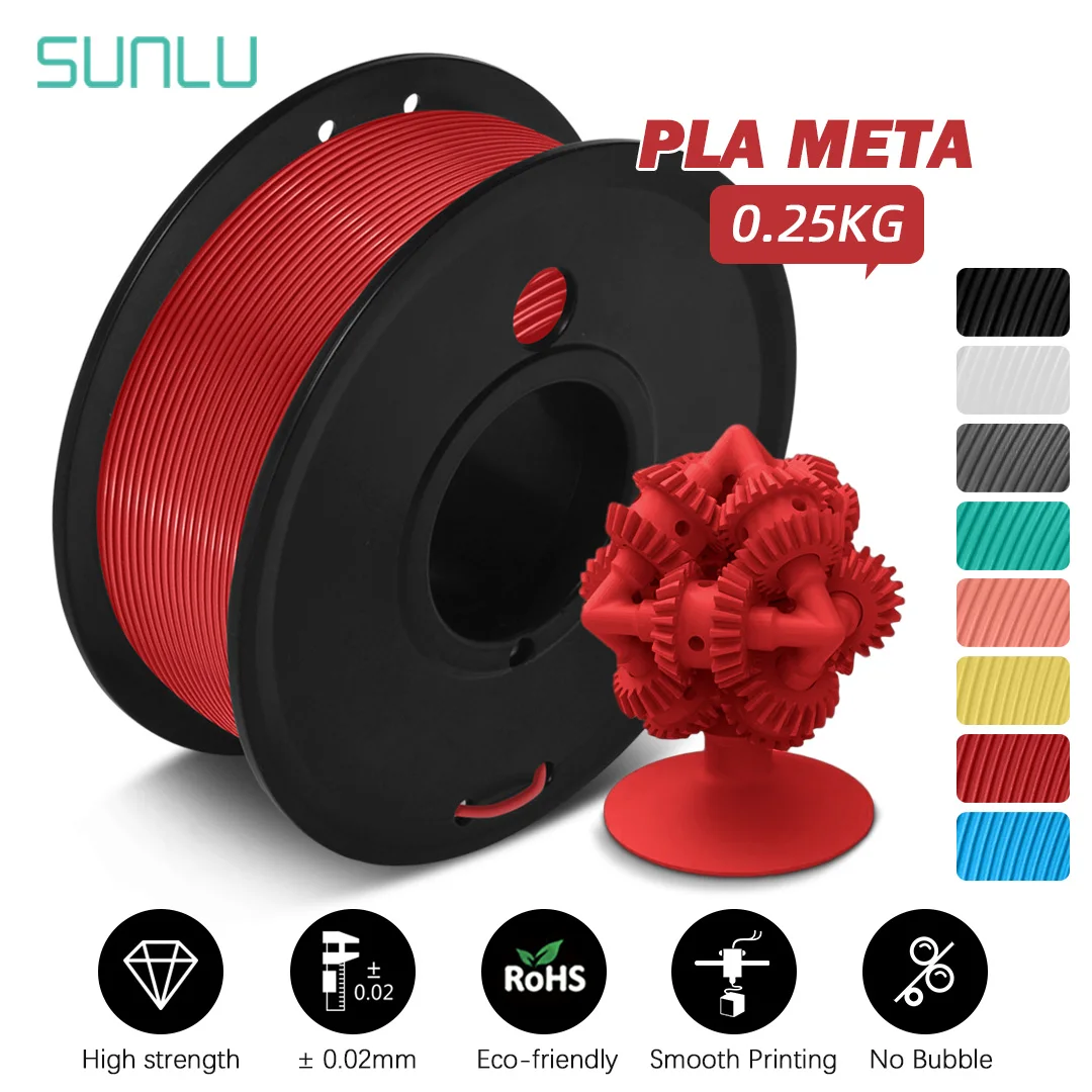 

SUNLU PLA Meta Filament 3D Printer Good Toughness Filament 1.75mm 0.25KG Spool For 3D Pen Refill 8 Colors 3D Printer Materials