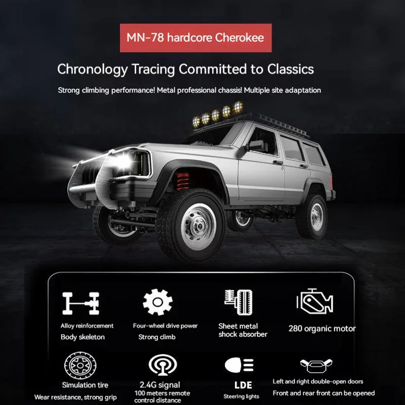 New Mn78 1:12 Full Scale Remote Control Car 2.4g Four-wheel Drive Climbing Off-road Cherokee Remote Control Vehicle Toys For Boy
New Mn78 1:12 Full Scale Remote Control Car 2.4g Four-wheel Drive Climbing Off-road Cherokee Remote Control Vehicle Toys For Boy