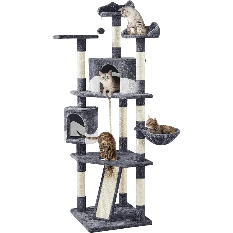 

Yaheetech 79in Multi-Level Cat Trees Indoor Cat Tower with Sisal-Covered Scratching Posts, Plush Perches and Condo for Kittens