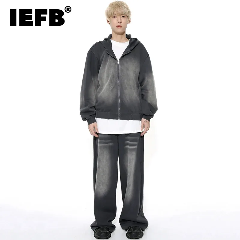IEFB Worn Out Men's Suit American Style Gradient Color Zipper Male Hooded Jackets Elastic Waist Men Wide Leg Pants New 9C4572
IEFB Worn Out Men's Suit American Style Gradient Color Zipper Male Hooded Jackets Elastic Waist Men Wide Leg Pants New 9C4572