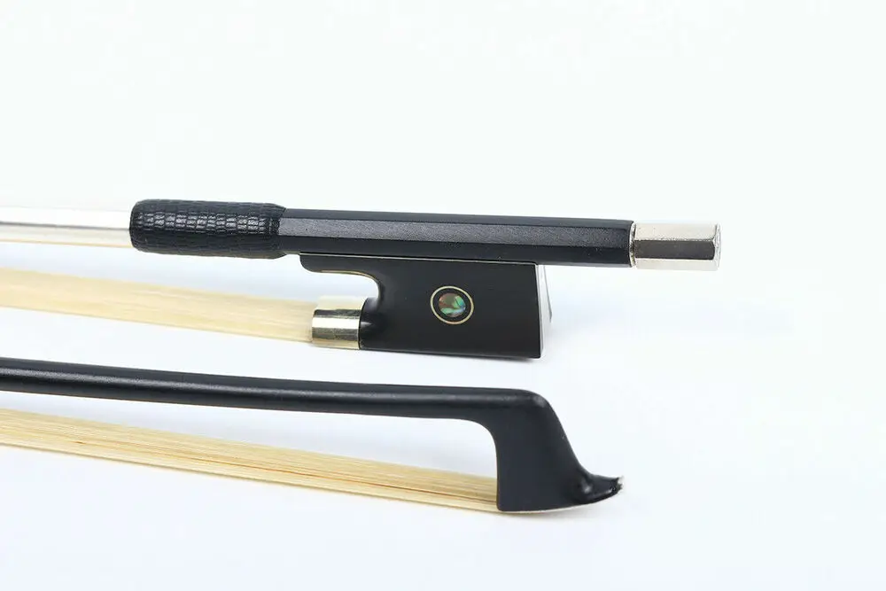 Violin Bow 4/4 Full Size Strong Light Carbon Fiber Well Balance AAA Bow Hair Pearl Double Eyes Inlay Black Leather Ebony Frog
Violin Bow 4/4 Full Size Strong Light Carbon Fiber Well Balance AAA Bow Hair Pearl Double Eyes Inlay Black Leather Ebony Frog