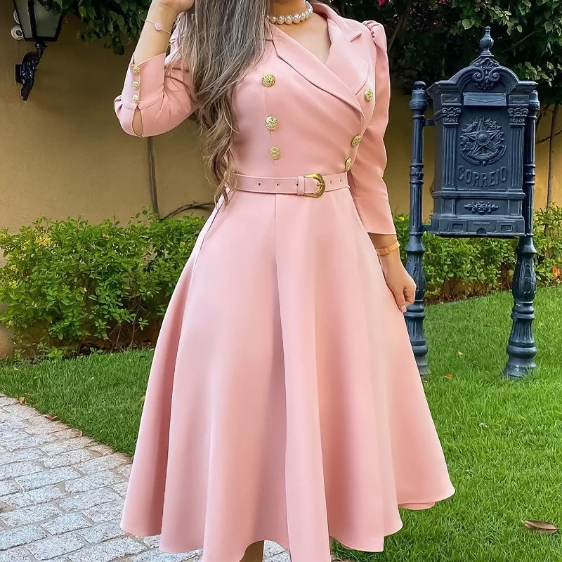 Women Dress Turn Down Collar Slim Fit Solid A Line Short Dresses Tight High Waist Belt Full Sleeve Splice Vestidos Elegant
Women Dress Turn Down Collar Slim Fit Solid A Line Short Dresses Tight High Waist Belt Full Sleeve Splice Vestidos Elegant