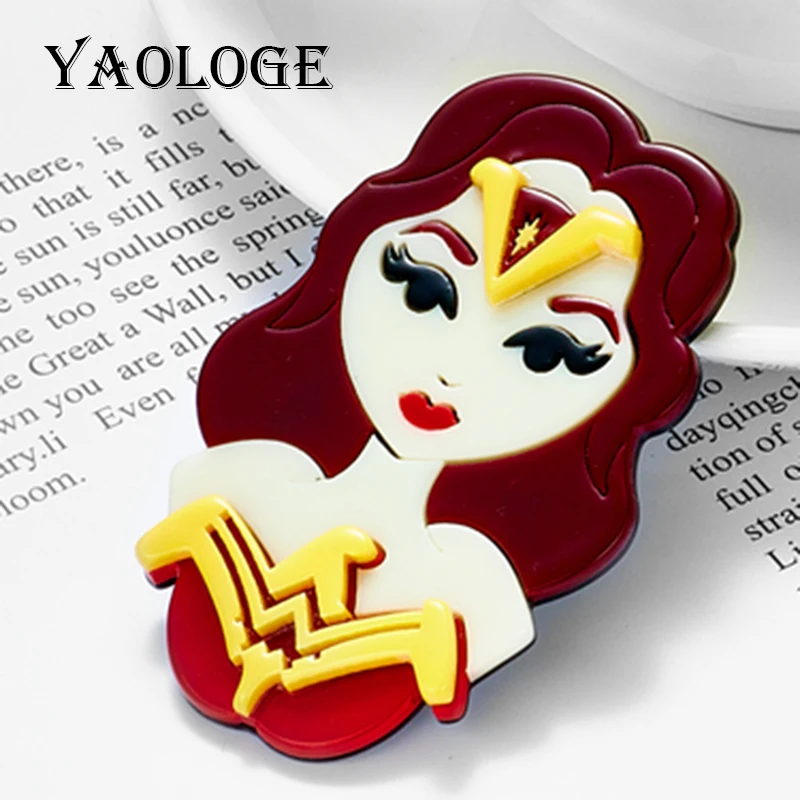

YAOLOGE European American Ladies Brooch Acrylic Material Fairy Tale Character Brooches Women Vintage Jewelry for Girls Gifts