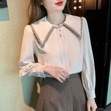 Embroidered Doll Collar Womens Tops French Puff Sleeves Fashion Chiffon Shirt Camisas Blusas Mujer De Moda 2022 Verano Blouse 
Embroidered Doll Collar Womens Tops French Puff Sleeves Fashion Chiffon Shirt Camisas Blusas Mujer De Moda 2022 Verano Blouse