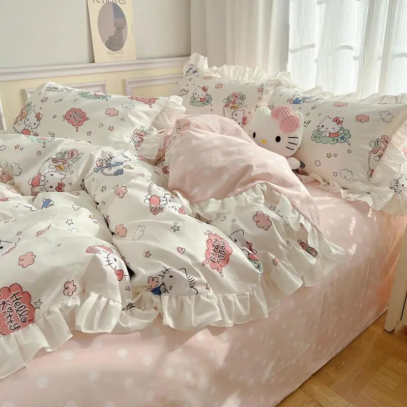 Sanrios Hellokittys Anime Kawaii Peripheral Cotton Four-Piece Set Bed Sheet Bed Kasa Antibacterial Anti-Mite Bedcover Pillowcase
Sanrios Hellokittys Anime Kawaii Peripheral Cotton Four-Piece Set Bed Sheet Bed Kasa Antibacterial Anti-Mite Bedcover Pillowcase