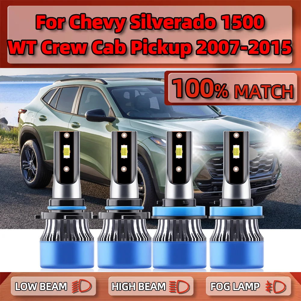 

40000LM Canbus LED Headlight 240W Turbo Lamp 12V 6000K Car Light For Chevy Silverado 1500 WT Crew Cab Pickup 2007-2013 2014 2015