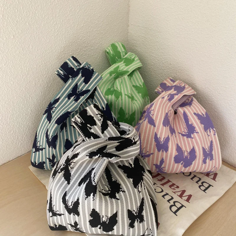 Knitted Handbag Ladies Woven Bag Butterfly Stripes Casual Handbag Literary Temperament Shoulder Bag Female
Knitted Handbag Ladies Woven Bag Butterfly Stripes Casual Handbag Literary Temperament Shoulder Bag Female