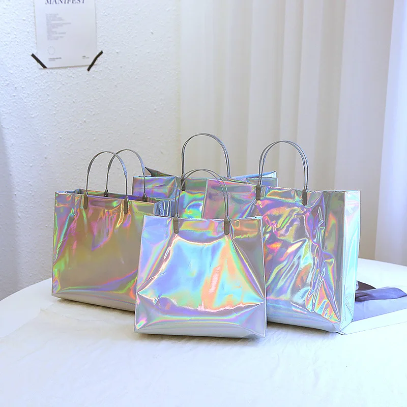 

Лазерная сумка, Высококачественная водонепроницаемая сумка-тоут из ПВХ, магазин беспошлинных подарков, сумка для одежды, свадебные сумочки для вечеринок