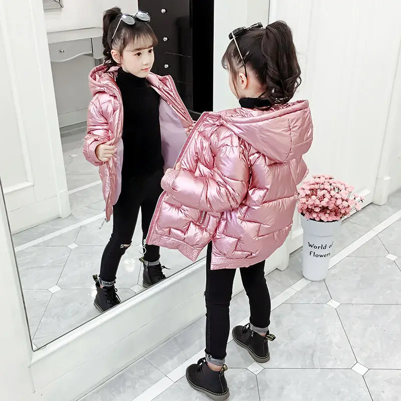 

Winter Jacket For Girls Coat Teen Kids Parka Snowsuit Fashion Bright Waterproof Outerwear Children Clothing 4 6 8 10 12 14 Years