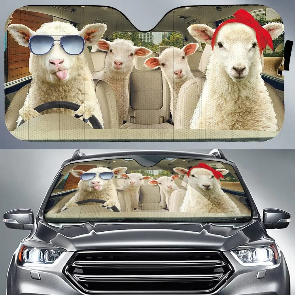 Funny Sheep Family Driving On Summer Car Sunshade, Sheep Driving Auto Sunshade for Farmer Gift, Sheep Car Sun Cover, Car Windshi
Funny Sheep Family Driving On Summer Car Sunshade, Sheep Driving Auto Sunshade for Farmer Gift, Sheep Car Sun Cover, Car Windshi
