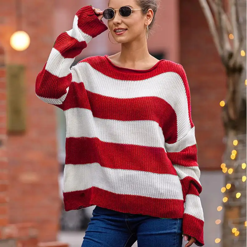 Women's New Long Sleeve O-Neck Striped Knitted Sweater Fashion Loose Street Tops Autumn Winter Casual Pullover Female Clothes Xl
Women's New Long Sleeve O-Neck Striped Knitted Sweater Fashion Loose Street Tops Autumn Winter Casual Pullover Female Clothes Xl