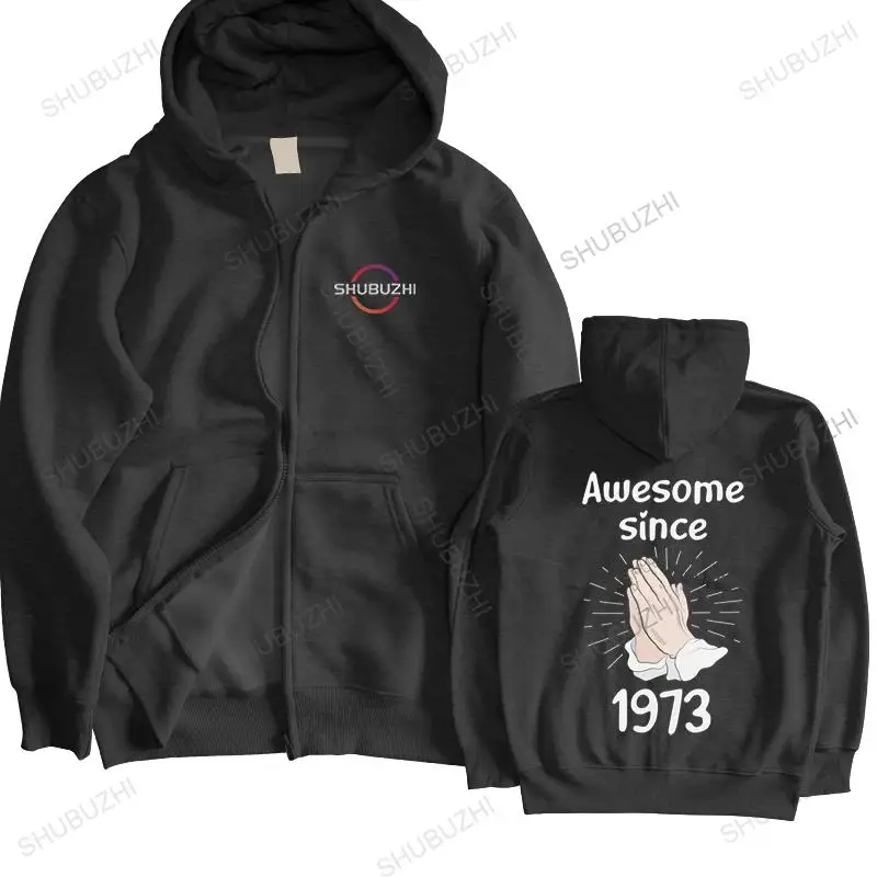 

Unique Awesome Since Praying Year 1973 jacket Men hooded coat 49th Birthday pullover Fitted sweatshirt Cotton hoody Gift Idea