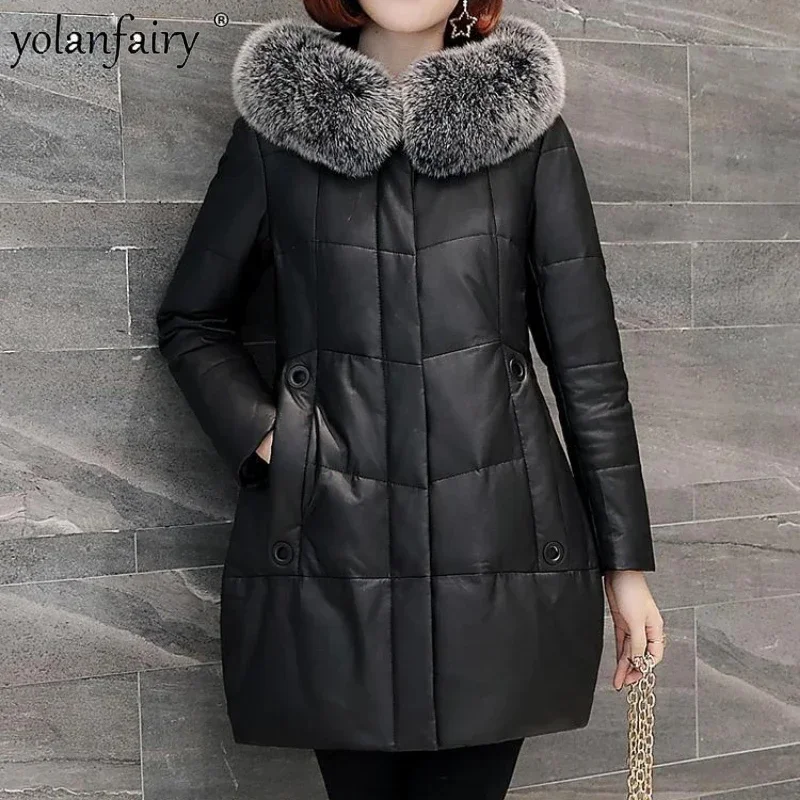 Genuine Leather Jacket for Women Winter Coat 2023 New Loose Fox Fur Collar Pure Sheepskin Down Coats Midi Long Chaqueta Mujer FC
Genuine Leather Jacket for Women Winter Coat 2023 New Loose Fox Fur Collar Pure Sheepskin Down Coats Midi Long Chaqueta Mujer FC