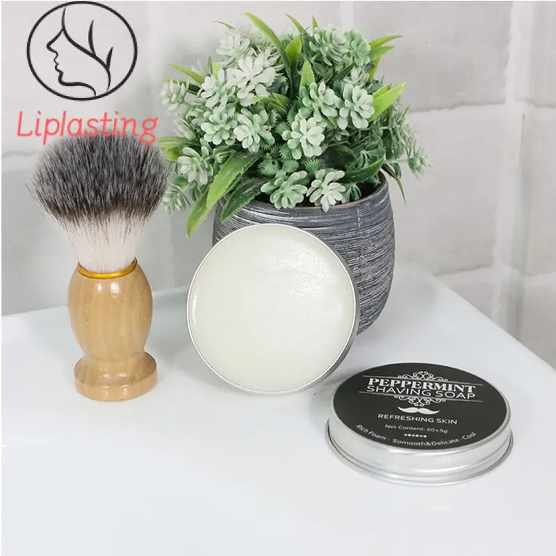 

60g Mint Scent Men's Shaving Soap Aluminum Boxed Foam Rich Gentle Not Stimulating Handmade Soap Gentle Shave Beard Cream