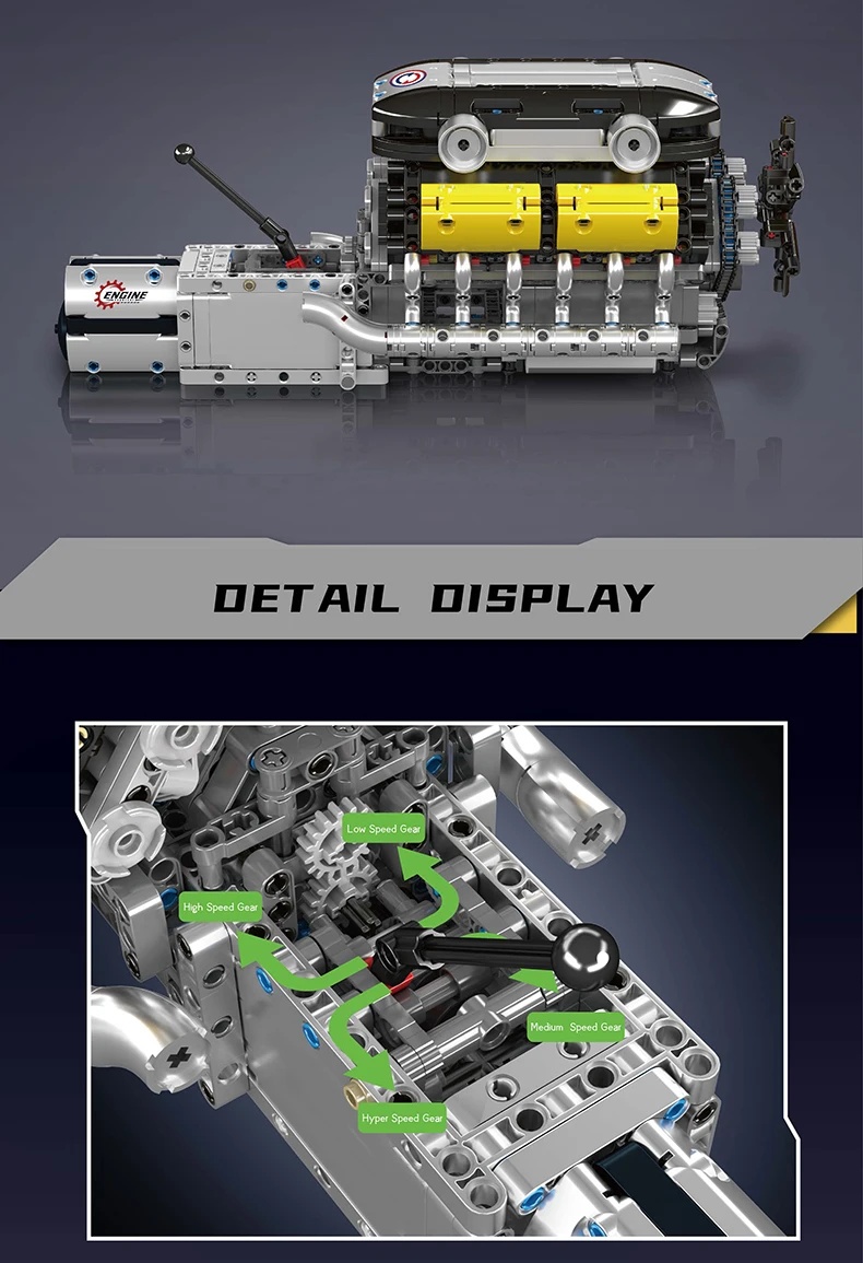 MOULD KING High-Tech Supercar W16 Engine Building Blocks Technology Electric V8 Inline Petrol Engine Model Display Toy Sets MOULD KING High-Tech Supercar W16 Engine Building Blocks Technology Electric V8 Inline Petrol Engine Model Display Toy Sets