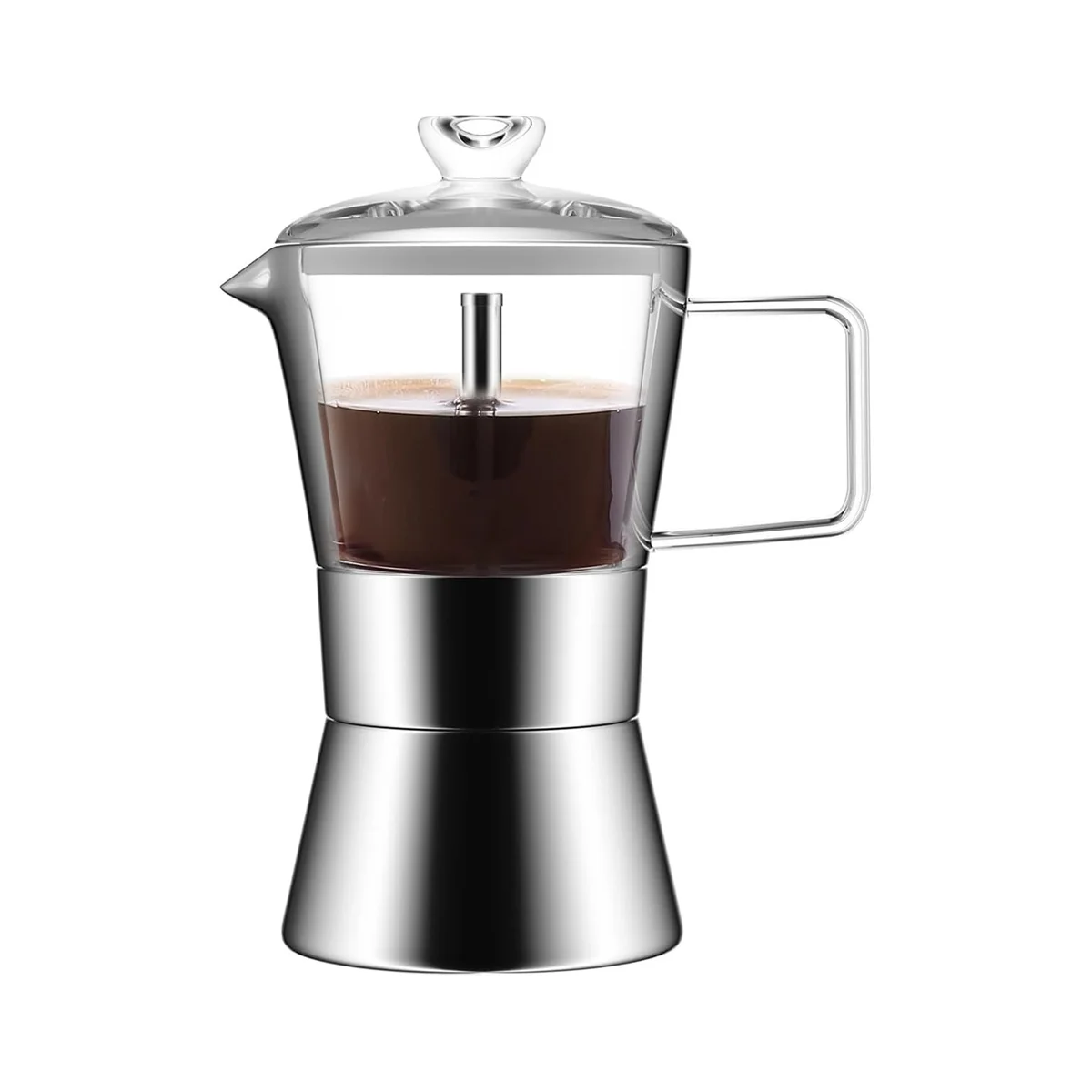 

Moka Induction Stovetop Espresso Maker,Glass-Top & Stainless Steel Espresso Moka Pot,Classic Italian Coffee Maker, 240Ml