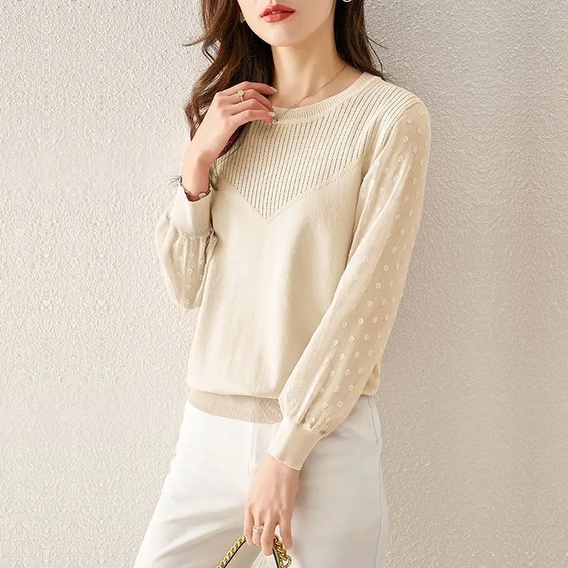 Women knitted sweater pullover 2023 spring new patchwork chiffon long-sleeved bottom sweater o neck fashion pullover women top
Women knitted sweater pullover 2023 spring new patchwork chiffon long-sleeved bottom sweater o neck fashion pullover women top