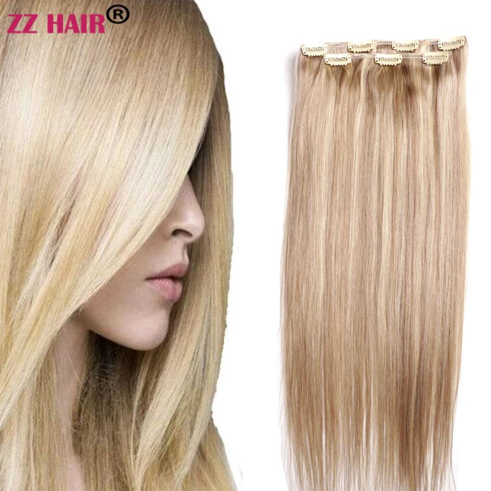 

ZZHAIR 100% Human Remy Hair Extensions 16"-24" 2pcs Set 80g-200g Clips-in Two Pieces 1x20cm 1x15cm Natural Straight