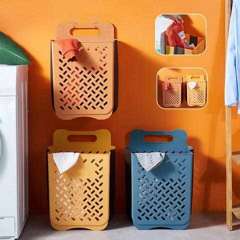 

Large Portable Bathroom Folding Dirty Clothes Storage Basket Household Wall Hanging Punch-Free Laundry Basket Put Clothes Bucket