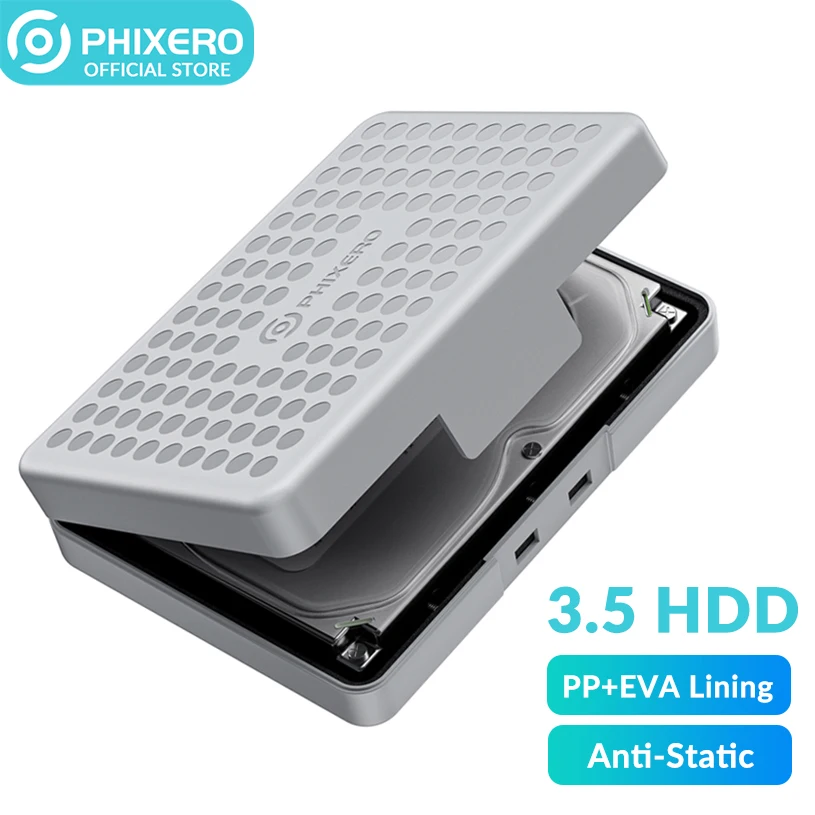 

PHIXERO 3.5 Inch HDD SSD External Case Hard Drive Storage Box with EVA HD Disk Cover Housing Hardcase Shell Caddy Bag for PC New