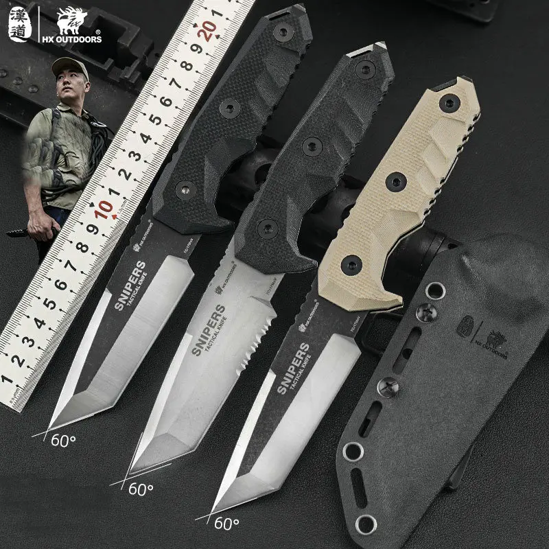 

HX Outdoors Tactical Knife ,Hunting Jungle Knives ,Camping Survival Knife,Rescue Edc Tool G10 Handle WIth Kydex Dropshipping