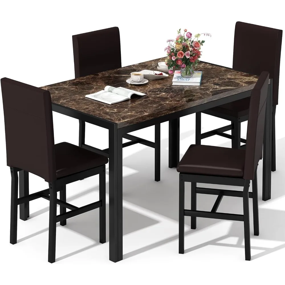 Набор обеденных столов, стол из искусственного мрамора с 4 обивками, мебель для кухни и столовой для 4
Набор обеденных столов, стол из искусственного мрамора с 4 обивками, мебель для кухни и столовой для 4