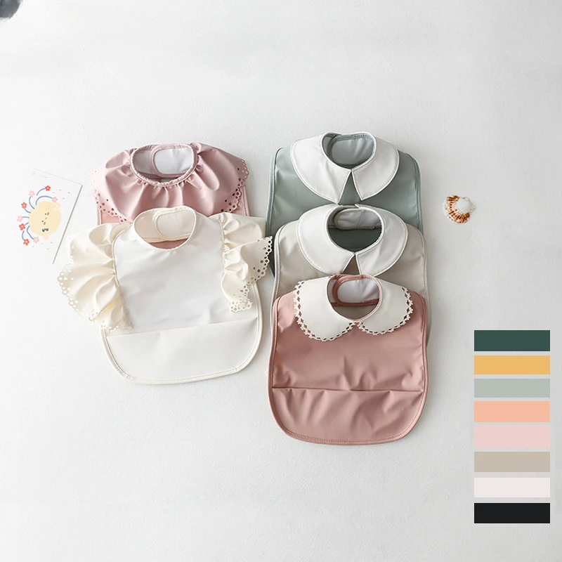 

Baby Bibs INS Nordic Style Infant Boy Girl Waterproof Soft PU Bib Meal Protection Feeding Burp Cloth with Pocket Easy Clean