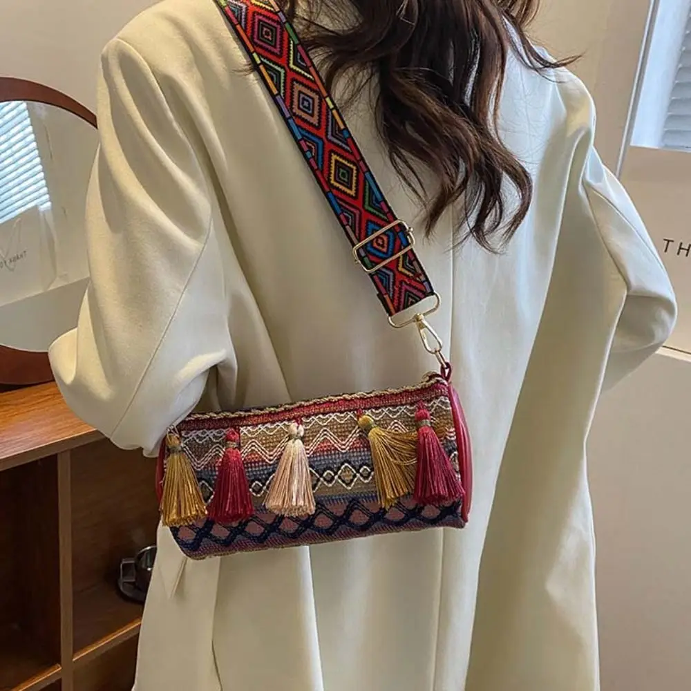 

Сумка на плечо с кисточкой в этническом стиле, Холщовый кошелек для мелочи, Корейская Подушка, маленькая вместительная сумочка