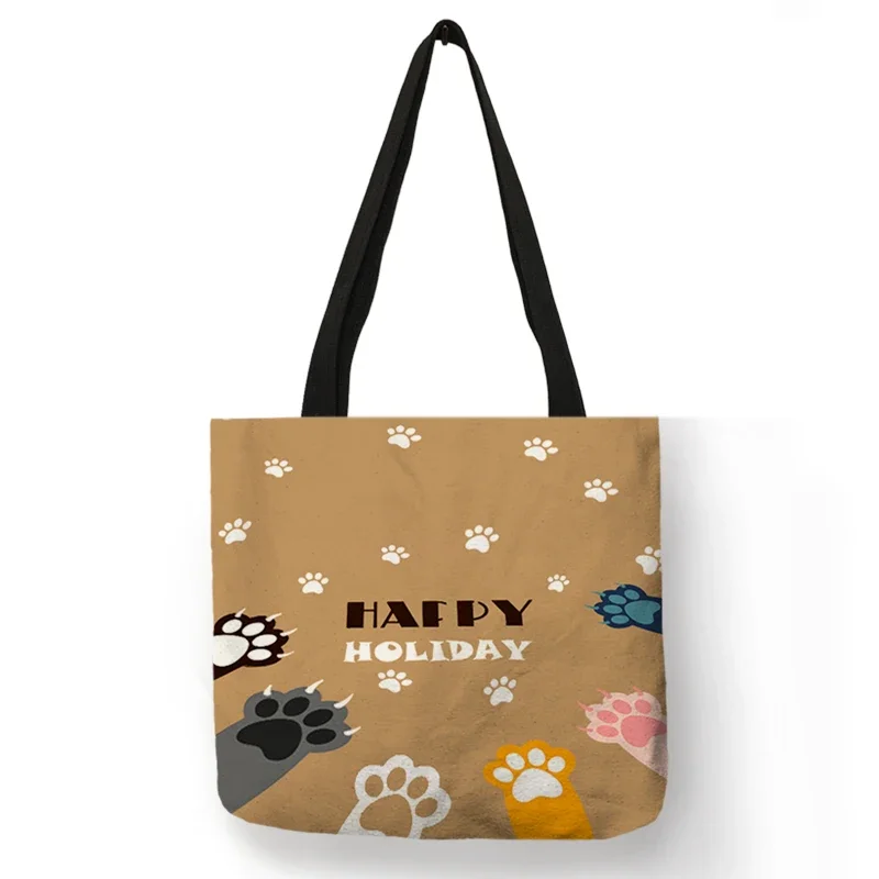 Cute Cat Paw Print Tote Bag 13 S55d5cf31cb28492ea3998dbc2752acc6j