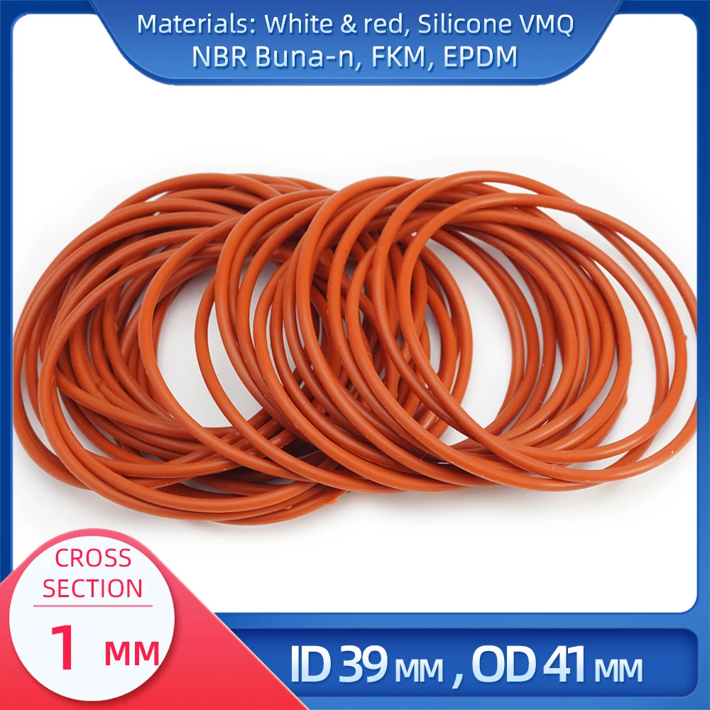 O Ring CS 1mm ID 39mm OD 41mm Material With Silicone VMQ NBR FKM EPDM ORing Seal Gasket
O Ring CS 1mm ID 39mm OD 41mm Material With Silicone VMQ NBR FKM EPDM ORing Seal Gasket