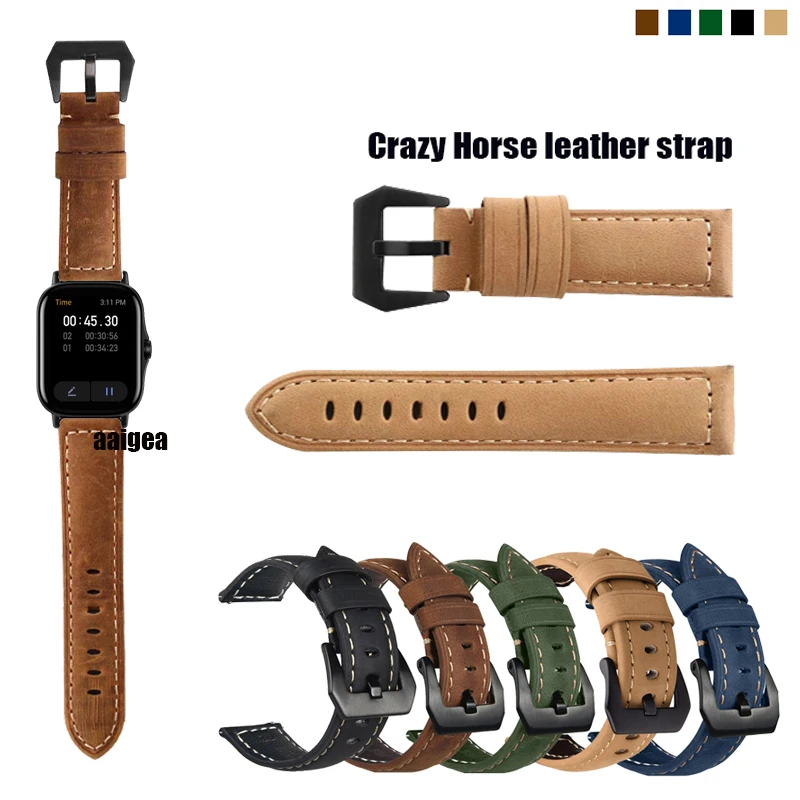 20mm 22mm Black Buckle Crazy Horse Genuine Leather Strap Band for Huami Amazfit GTS3 GTS 2e GTS2 mini Neo GTR 42mm
20mm 22mm Black Buckle Crazy Horse Genuine Leather Strap Band for Huami Amazfit GTS3 GTS 2e GTS2 mini Neo GTR 42mm