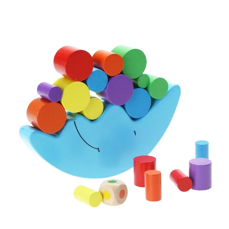 

Игра балансировочная деревянная голубая луна, детские развивающие игрушки для детей, деревянные игрушки, балансировочные блоки, Детские красочные деревянные блоки