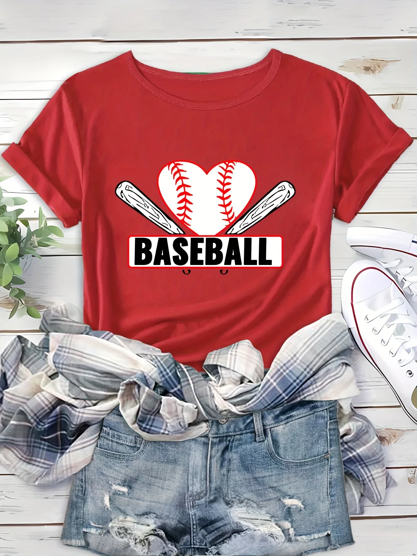 Повседневная Спортивная футболка с рисунком сердца и бейсбола, тренировочные Топы с коротким рукавом и круглым вырезом, женская спортивная одежда
Повседневная Спортивная футболка с рисунком сердца и бейсбола, тренировочные Топы с коротким рукавом и круглым вырезом, женская спортивная одежда