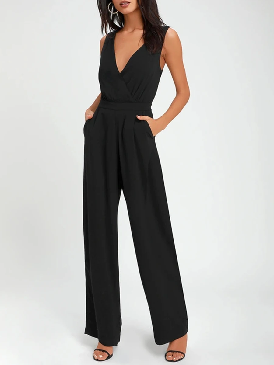 Summer Women Elegant Sleeveless Jumpsuit Office Ladies Lace Patchwork Wide Leg Pants Rompers with Pockets Streetwear
Summer Women Elegant Sleeveless Jumpsuit Office Ladies Lace Patchwork Wide Leg Pants Rompers with Pockets Streetwear