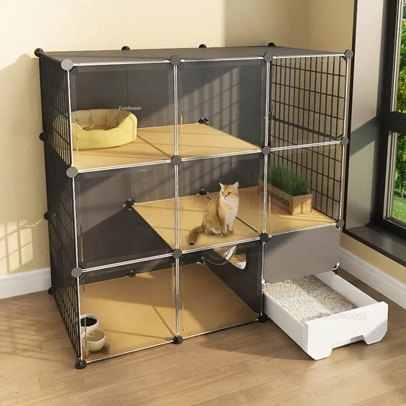 

Home Indoor Cat Litter with Toilet Integrated Cat Cages Small Apartment Does Not Occupy Land Cat Cage House Cat Villa Pet Cage